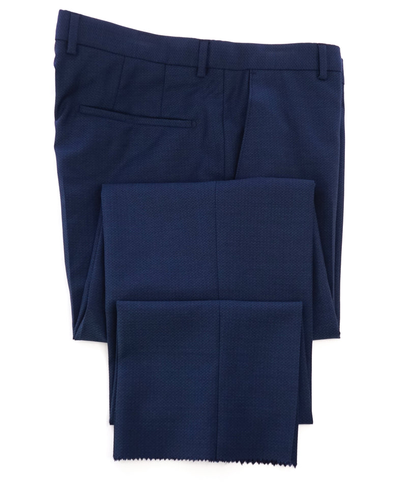 STRELLSON - Slim Teal Textured Flat Front Dress Pants - 34W