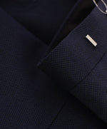 HARDY AMIES - "Brinsley Slim Fit" Navy Birdseye Flat Front Dress Pants - 40W