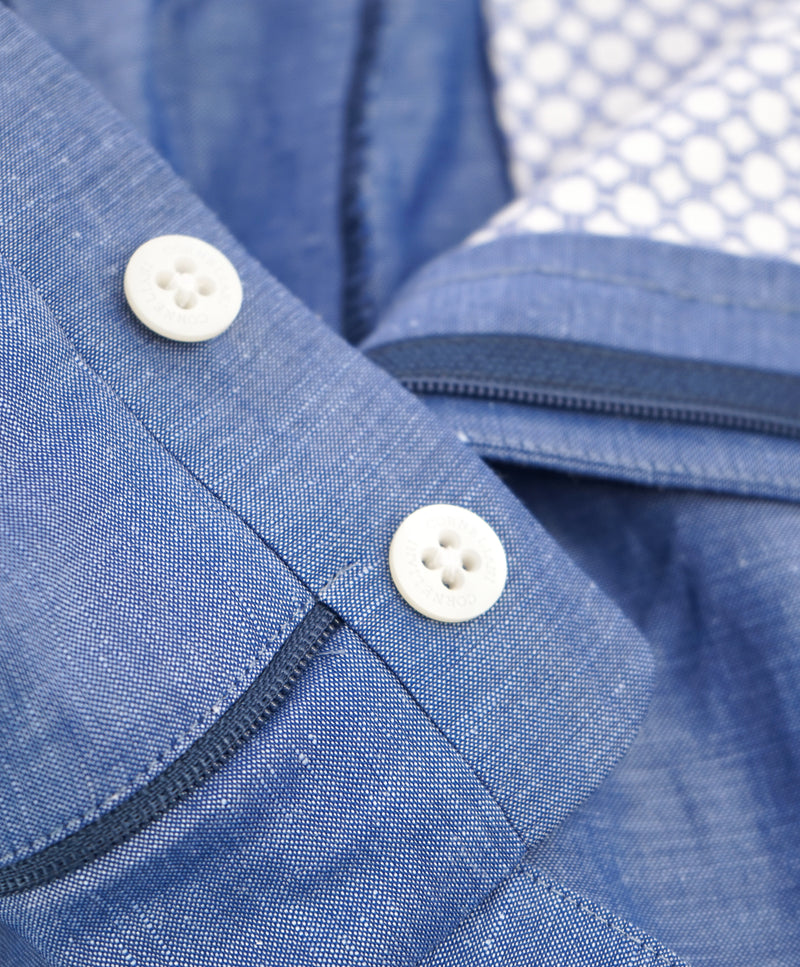 CORNELIANI - "Wool & Linen Blend" Blue Flat Front Dress Pants - 35W