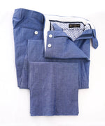 CORNELIANI - "Wool & Linen Blend" Blue Flat Front Dress Pants - 35W