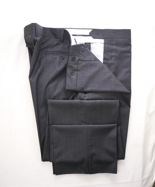 SAKS FIFTH AVE - Charcoal Wool & Silk MADE IN ITALY Flat Front Dress Pants -  42W