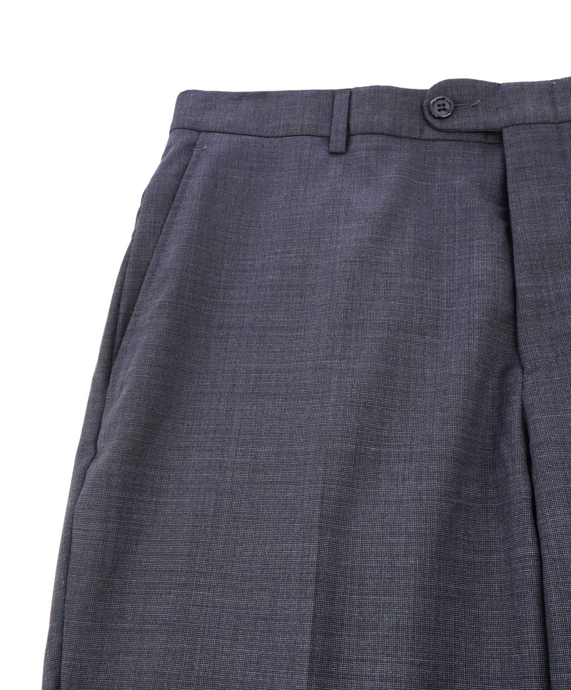 HICKEY FREEMAN -Gray Birdseye Wool Flat Front Dress Pants - 35W