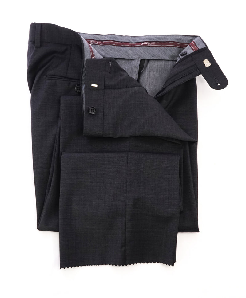 HICKEY FREEMAN - Gray Birdseye Wool Flat Front Dress Pants - 35W