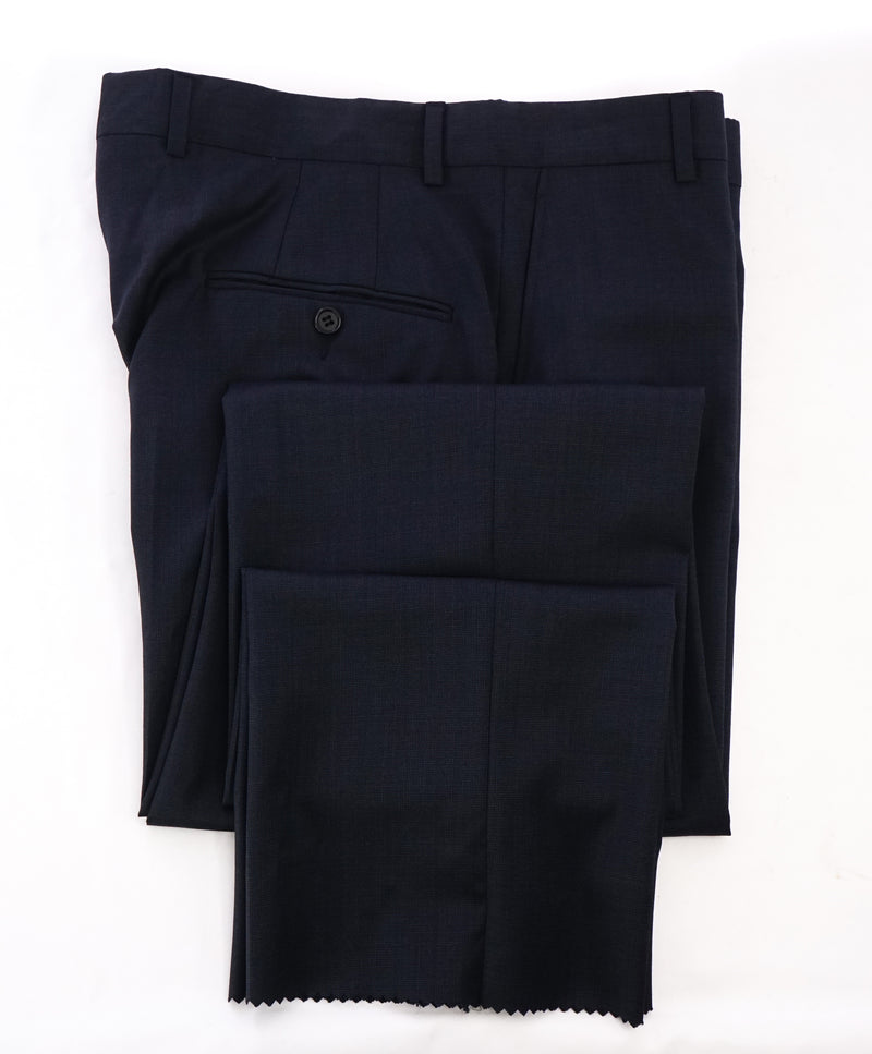 HICKEY FREEMAN - Blue Birdseye Wool Flat Front Dress Pants - 35W