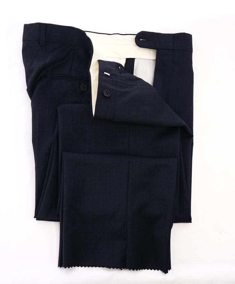 HICKEY FREEMAN - Blue Birdseye Wool Flat Front Dress Pants - 33W