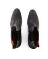 SANTONI - Gray Suede Ankle Chelsea Boot W Logo Sole & Straps - 12