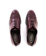 TOD’S - Burgundy Oxblood Leather Oxfords “LOGO” Leather Sole- 13US