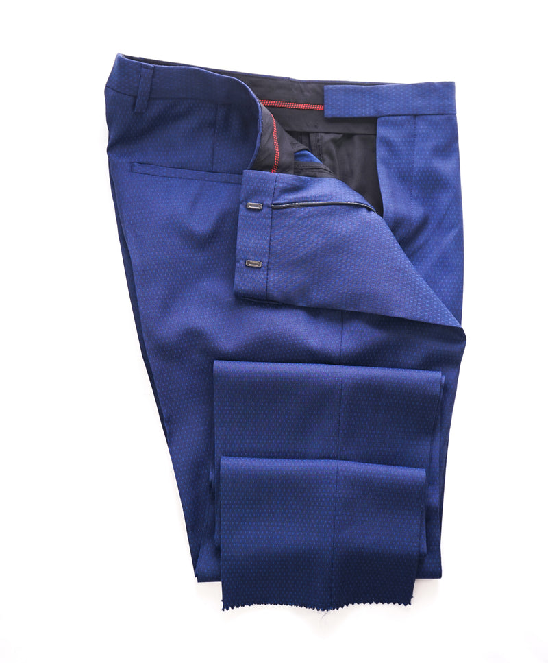 HUGO BOSS - BOLD BLUE Micro Dot Print Flat Front Dress Pants- 31W