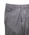 ERMENEGILDO ZEGNA - Gray WOOL Brown Suede Logo Tag 5-Pocket Pants - 36W