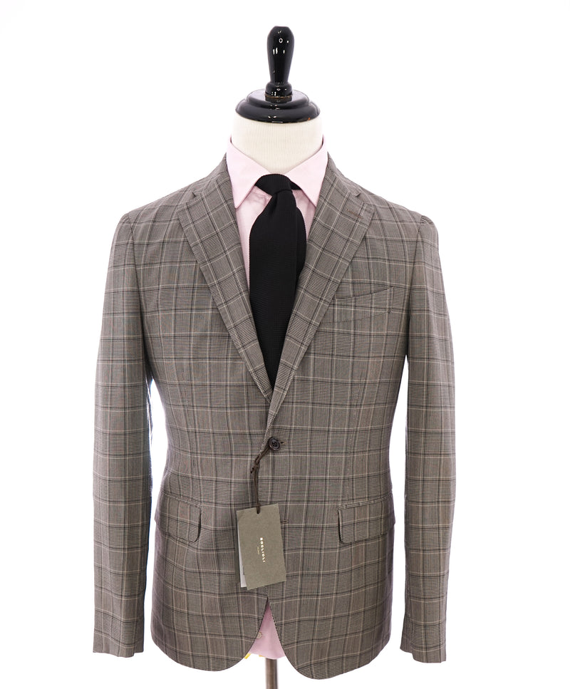 BOGLIOLI - Milano Semi-Lined Deconstructed Wool Gray/Beige Plaid Check Suit - 40R