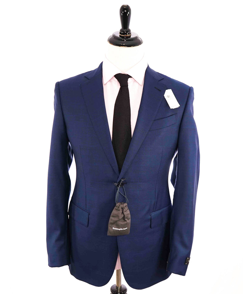 $3,700 ERMENEGILDO ZEGNA -“ACHILLFARM" SILK BLUE Subtle Check Suit - 40R