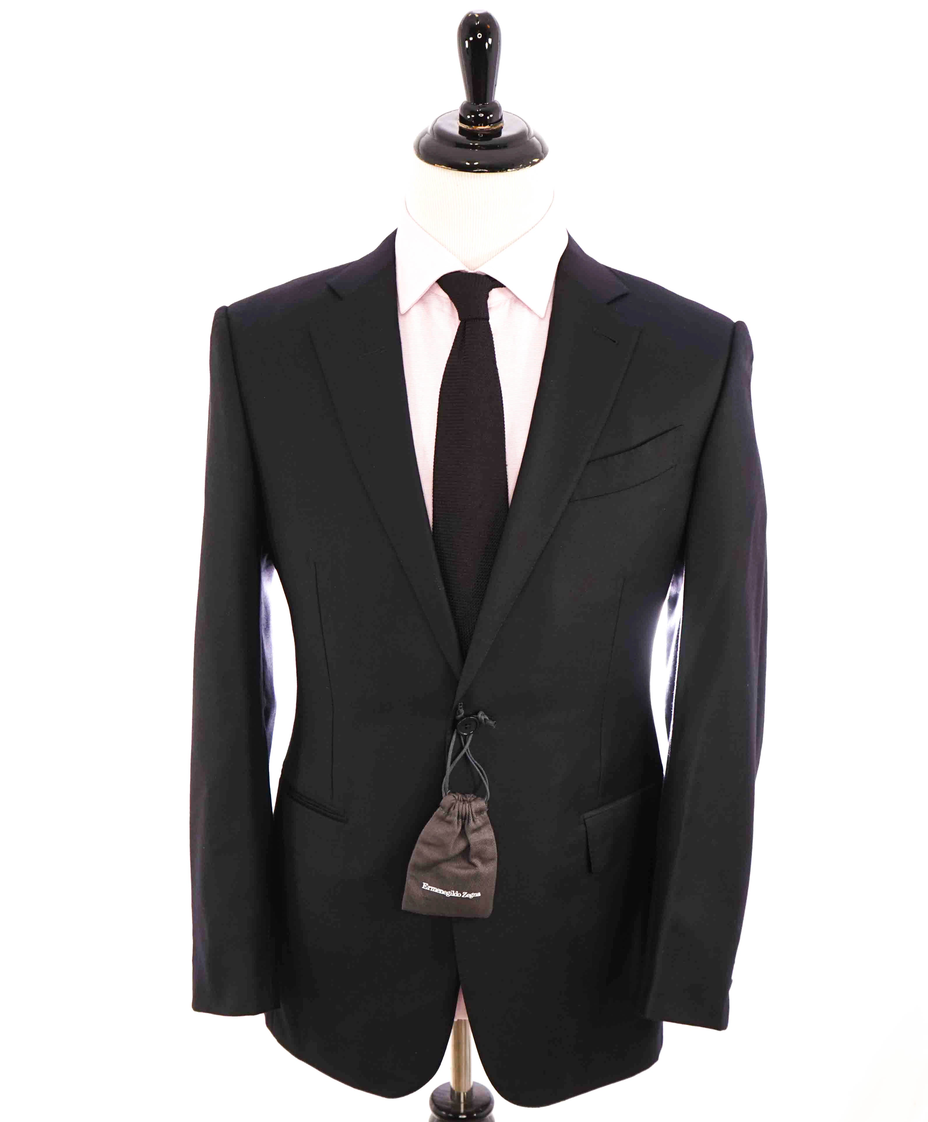 $3,995 ERMENEGILDO ZEGNA -"TROFEO" MILANO Black CLOSET STAPLE Suit - 42R