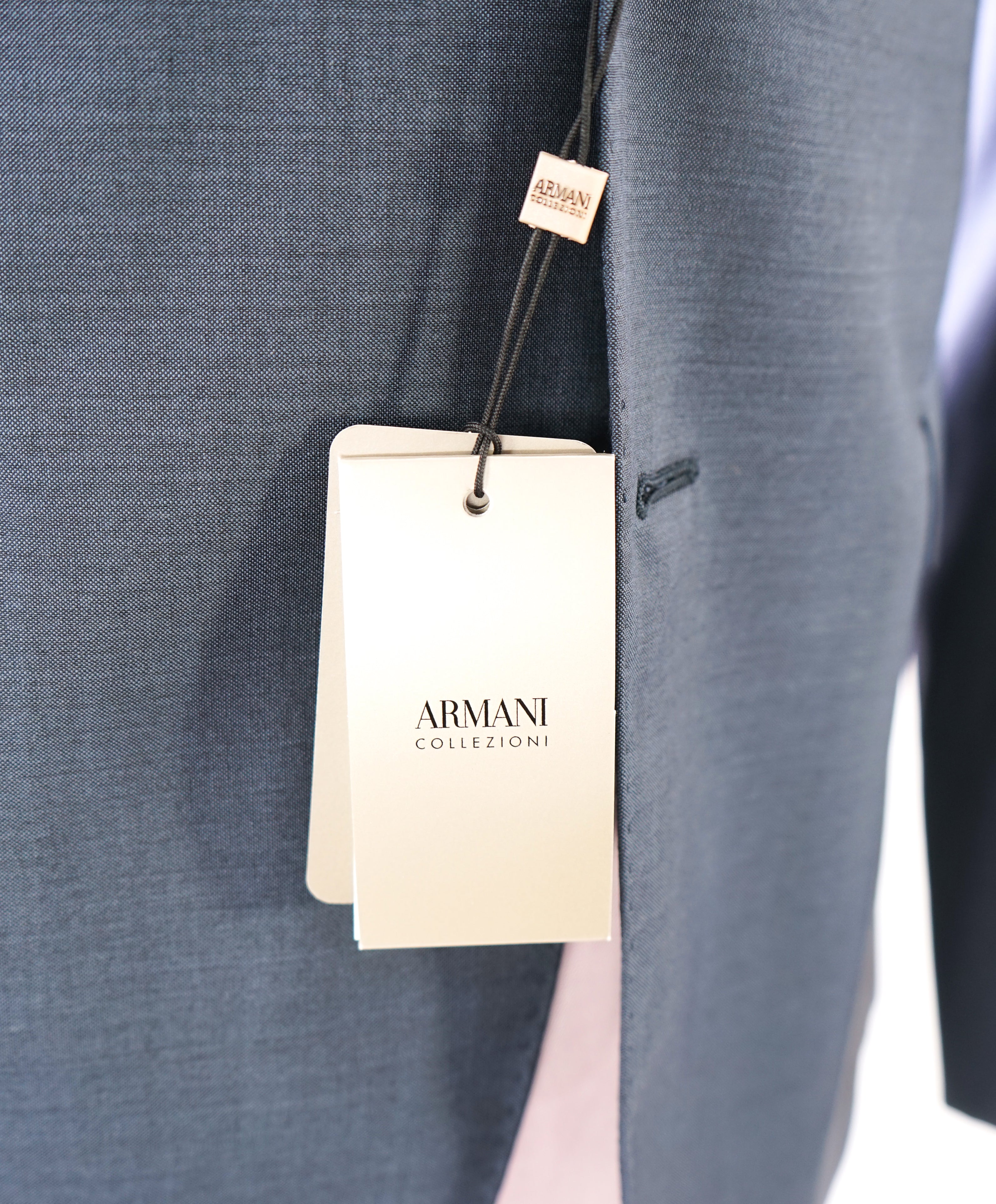ARMANI COLLEZIONI - "M Line"Slim Modern Pastel Blue Notch Lapel Suit - 40R