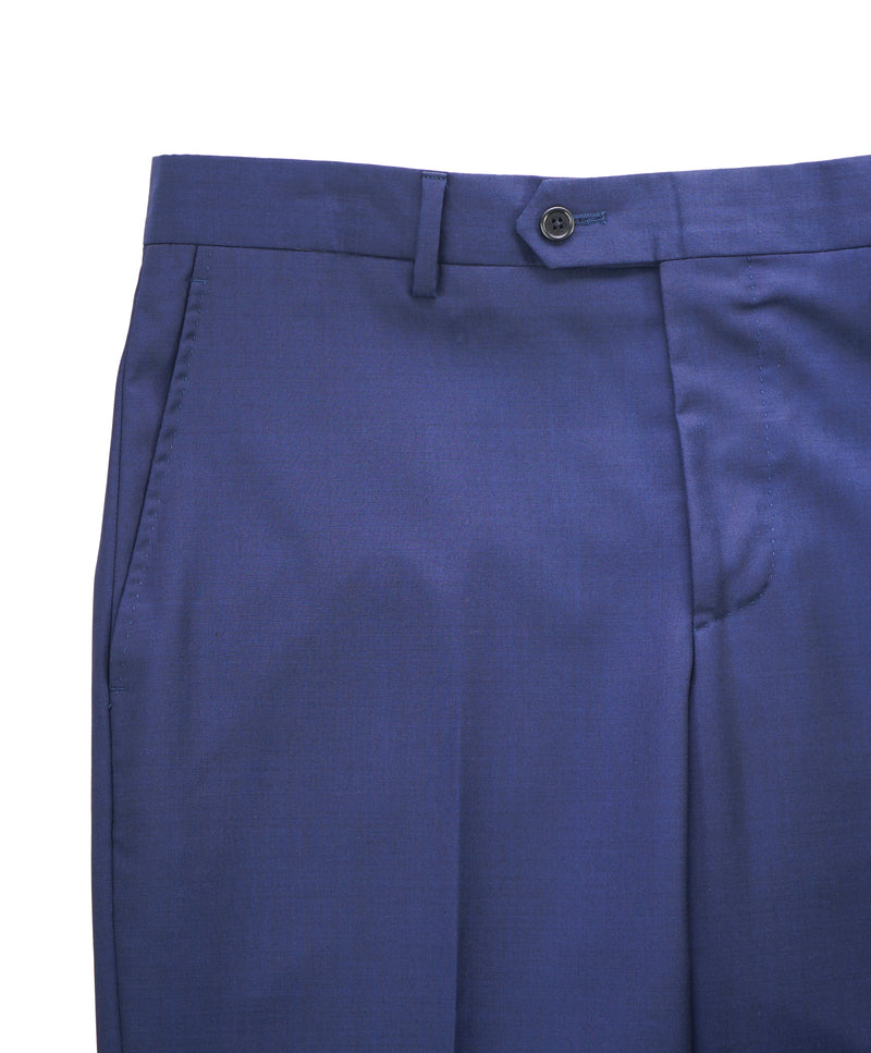 SAKS FIFTH AVENUE - Blue *SILK BLEND* MADE ITALY Flat Front Dress Pants - 34W
