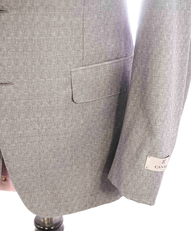 $2,000 CANALI -Gray TRAVEL *GEOMETRIC SQUARE CHECK* Notch Lapel Suit- 40S