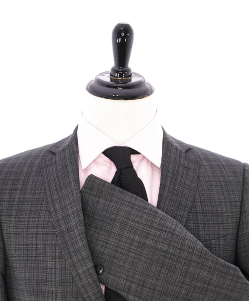 VERSACE COLLECTION - Abstract Check Gray Wool Suit Logo Buttons  - 38R
