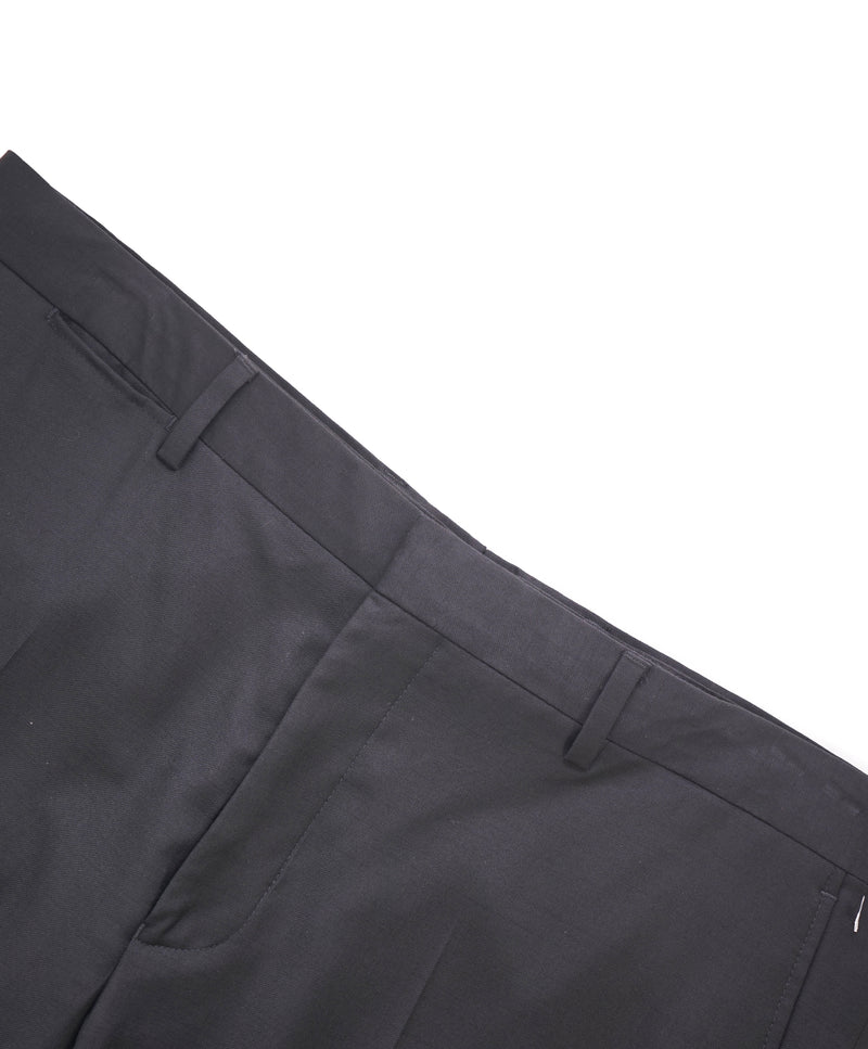 VERSACE COLLECTION - Flat Front Solid Black Dress Pants - 38W