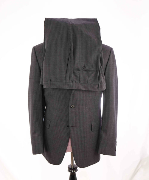 $1,695 HICKEY FREEMAN - Gray Textured Stripe "Milburn ii" Notch Lapel Suit - 44R
