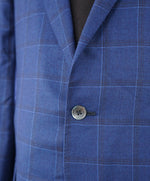 ISAIA - CASHMERE Bold Blue Windowpane Check Blazer W LOGO Detail - 48R