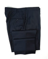 HICKEY FREEMAN -  Navy Micro Herringbone Wool Flat Front Dress Pants - 40W