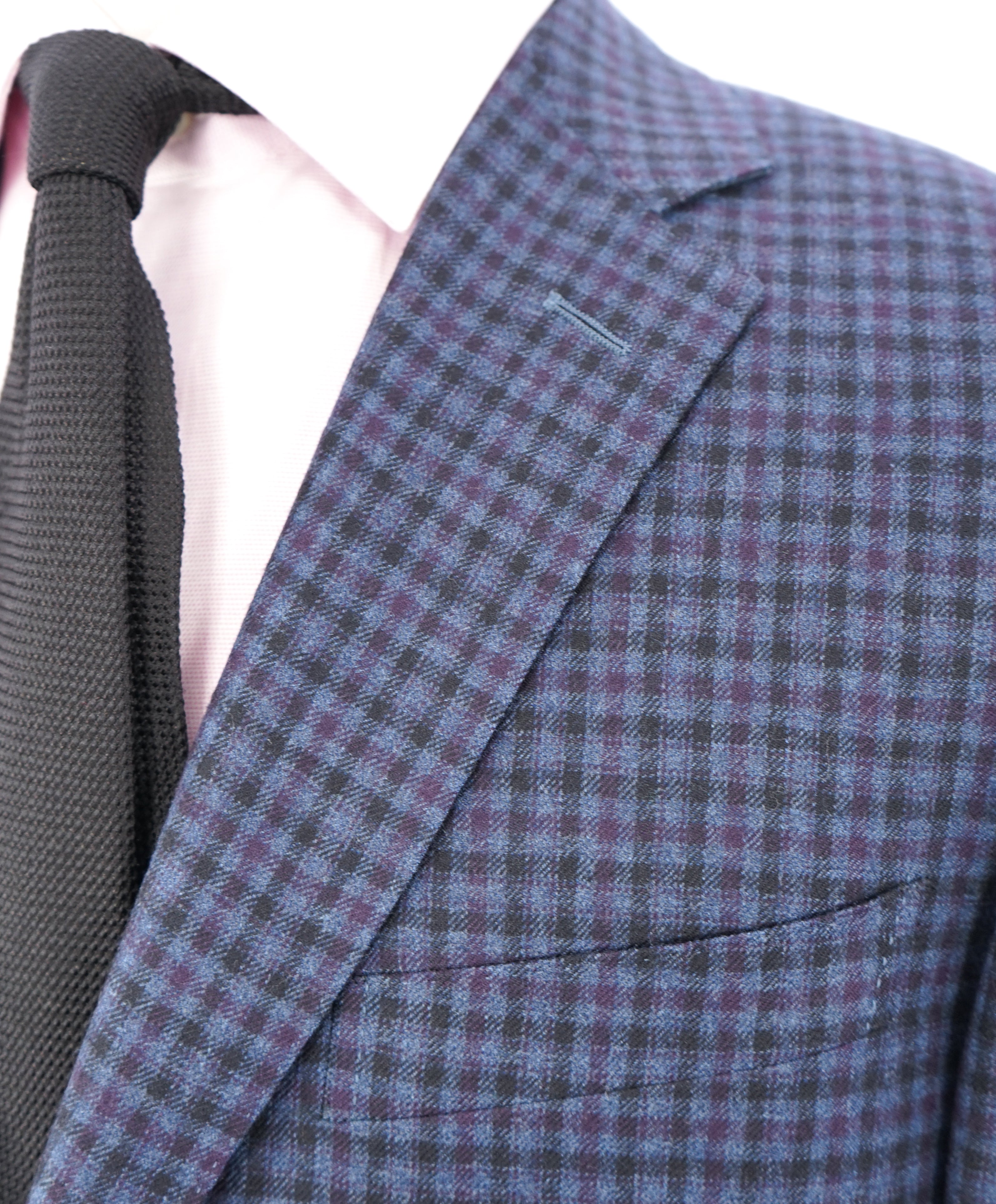 CANALI - Navy & Purple Plaid Check Blazer - 44L