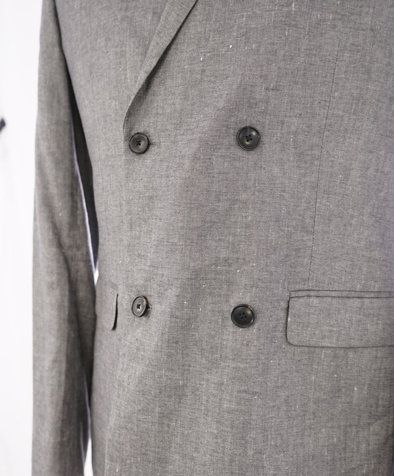 THEORY - Summer Blend Gray Linen Double Breasted Blazer- 40R