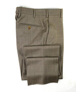 ZANELLA - Brown Textured “PARKER” Wool Flat Front Dress Pants - 28W