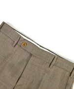ZANELLA - Brown Textured “PARKER” Wool Flat Front Dress Pants - 28W