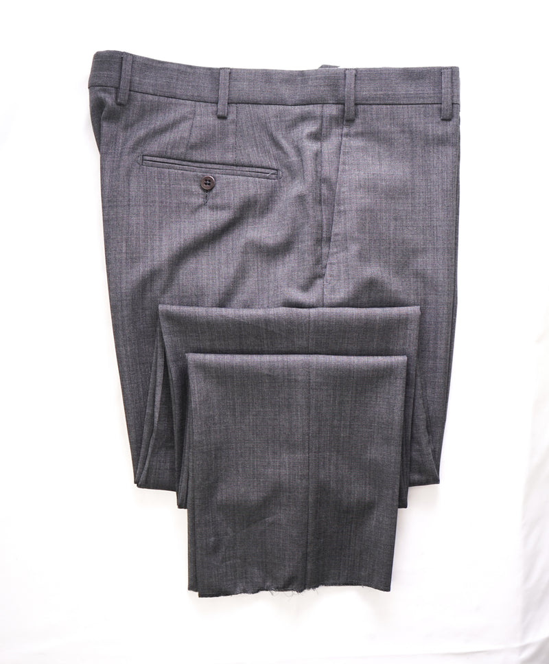 ZANELLA - Gray Textured “DEVON” Wool Flat Front Dress Pants - 36W