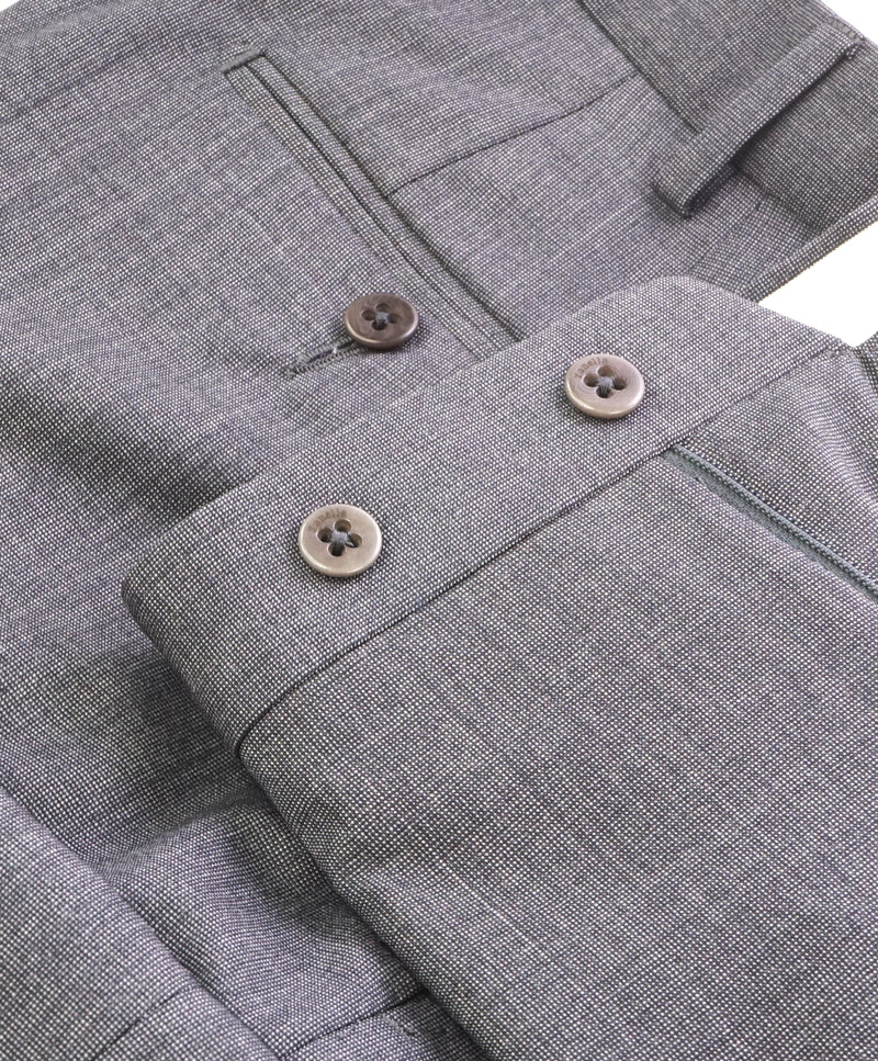 ZANELLA - Gray Textured “DEVON” Wool Flat Front Dress Pants - 36W