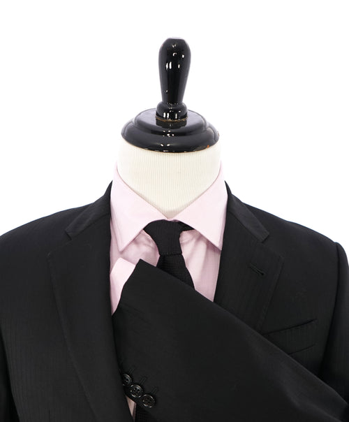 ARMANI COLLEZIONI - Black On Black Sleek Stripe “G Line” Wool Suit - 38R