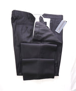 ZANELLA - Solid Black “DEVON” Wool Flat Front Dress Pants - 38W