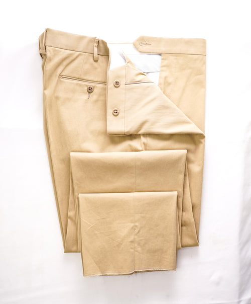 ZANELLA - Beige Cotton “PARKER” Flat Front Dress Pants - 38W