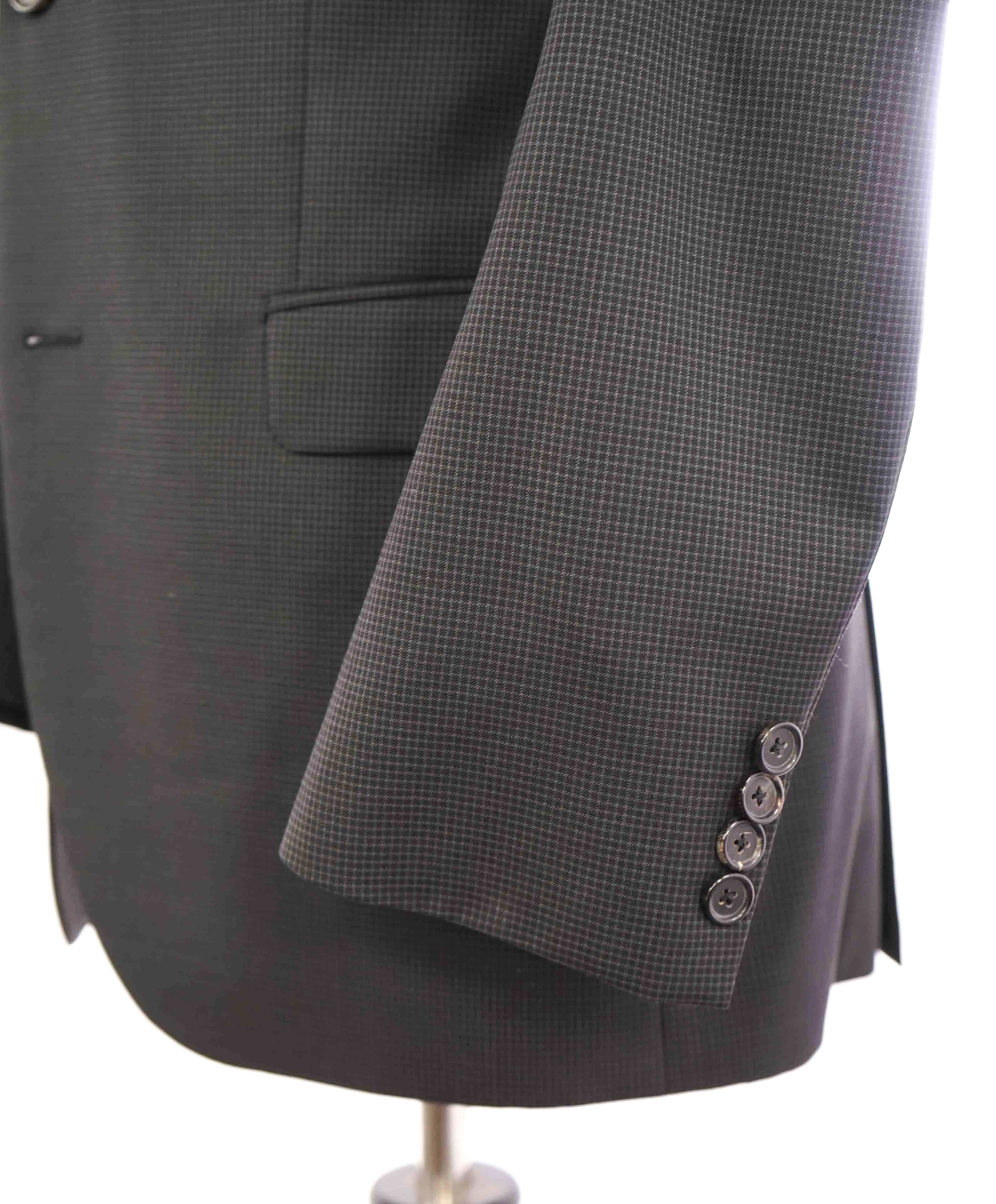 $895 HUGO BOSS - Gray Micro Check Blazer With Notch Lapels - 40R