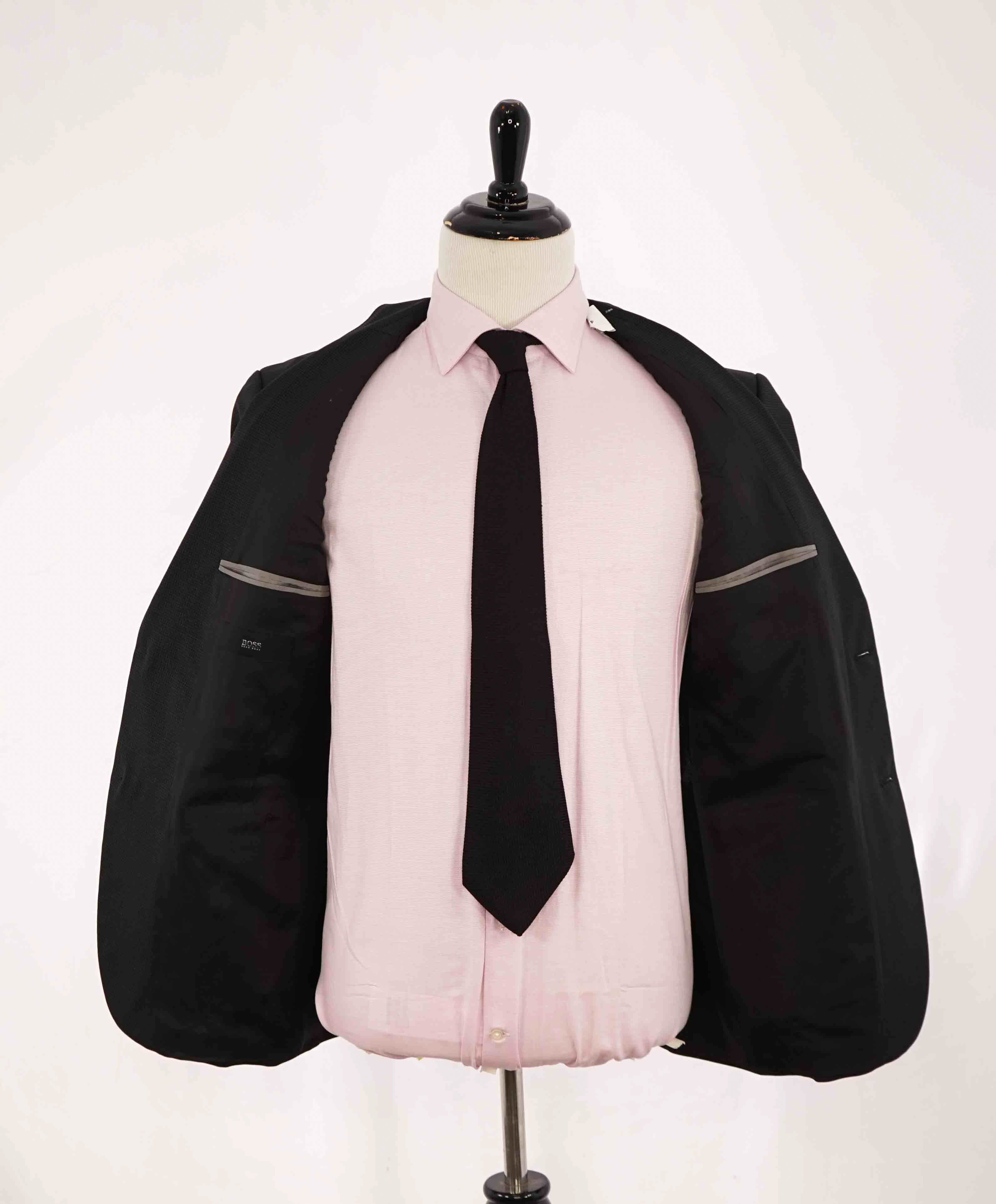$895 HUGO BOSS - Gray Micro Check Blazer With Notch Lapels - 40R