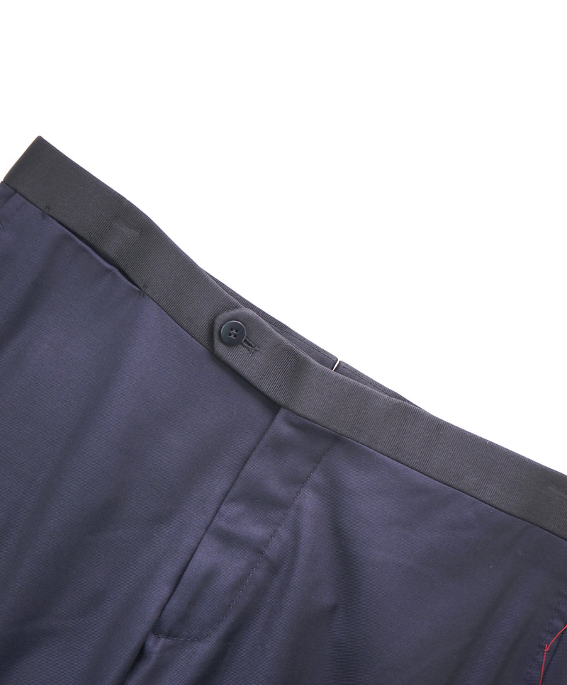 ISAIA - Pure Wool "AQUASPIDER" Blue Tux Dress Pants Flat Front- 33W (50 EU)