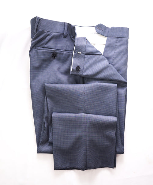 EMPORIO ARMANI - Light Blue Check Flat Front Dress Pants - 34W (50 EU)