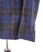 TAGLIATORE - Wide Peak Lapel Brown/Blue Bold Plaid Blazer 5-Button - 38R