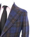 TAGLIATORE - Wide Peak Lapel Brown/Blue Bold Plaid Blazer 5-Button - 38R