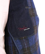 TAGLIATORE - Wide Peak Lapel Brown/Blue Bold Plaid Blazer 5-Button - 38R