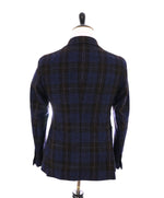 TAGLIATORE - Wide Peak Lapel Brown/Blue Bold Plaid Blazer 5-Button - 38R