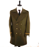 $2,000 ELEVENTY - Green/Gold CASHMERE/Wool Pilot/Aviator Overcoat - 42R (52EU)