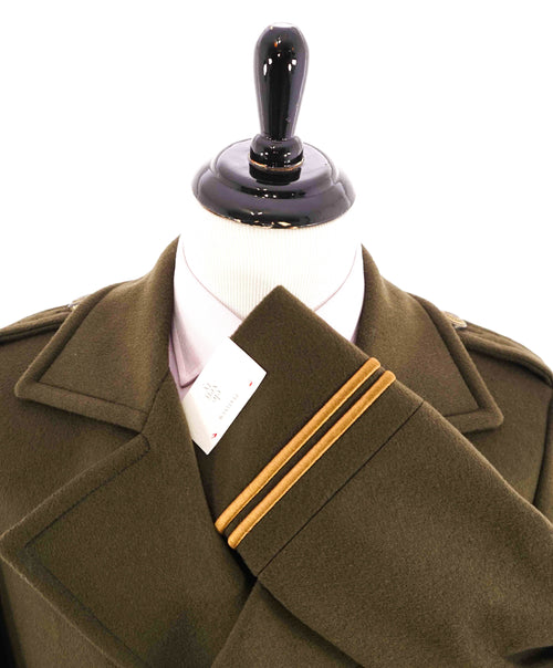 $2,000 ELEVENTY - Green/Gold CASHMERE/Wool Pilot/Aviator Overcoat - 40R (50EU)