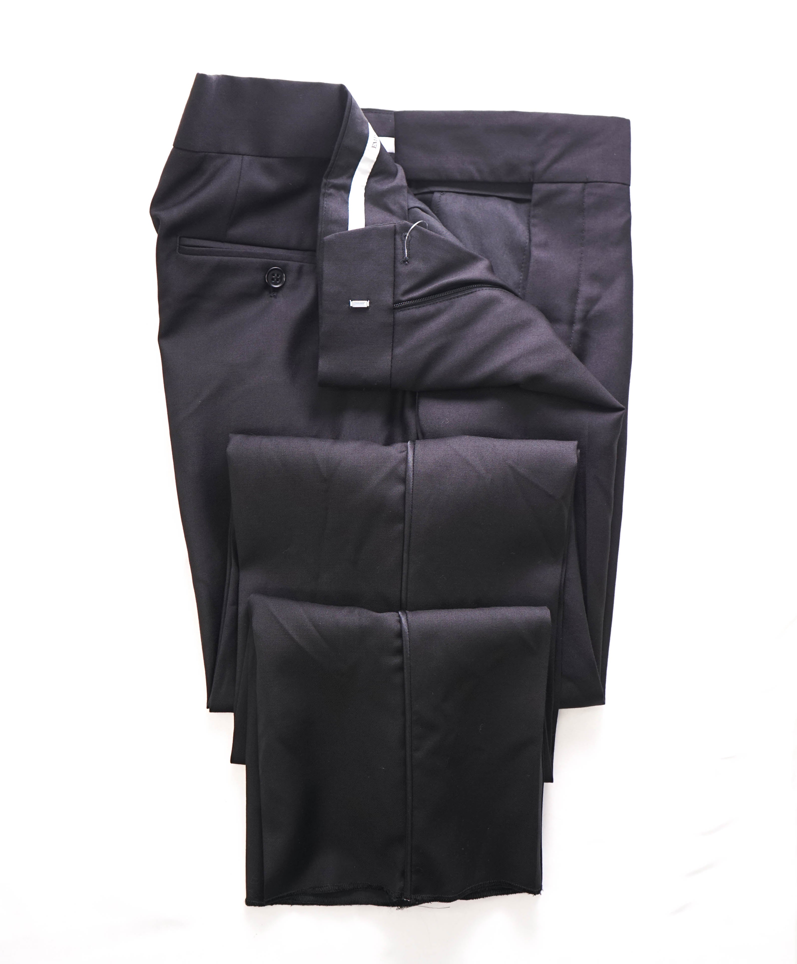 EMPORIO ARMANI - Black *Closet Staple* Flat Front Tuxedo Dinner Pants - 32W (48 EU)