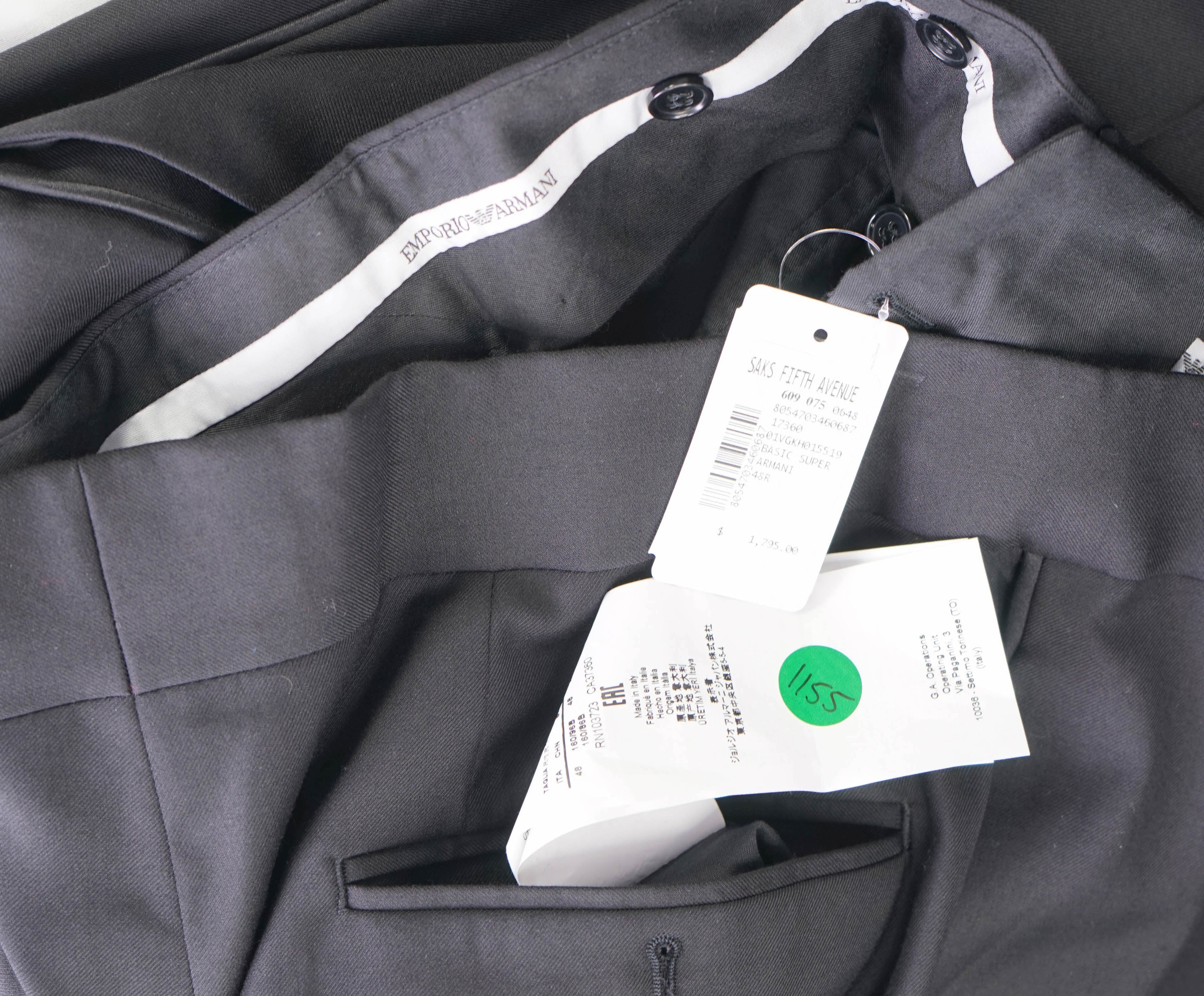 EMPORIO ARMANI - Black *Closet Staple* Flat Front Tuxedo Dinner Pants - 32W (48 EU)