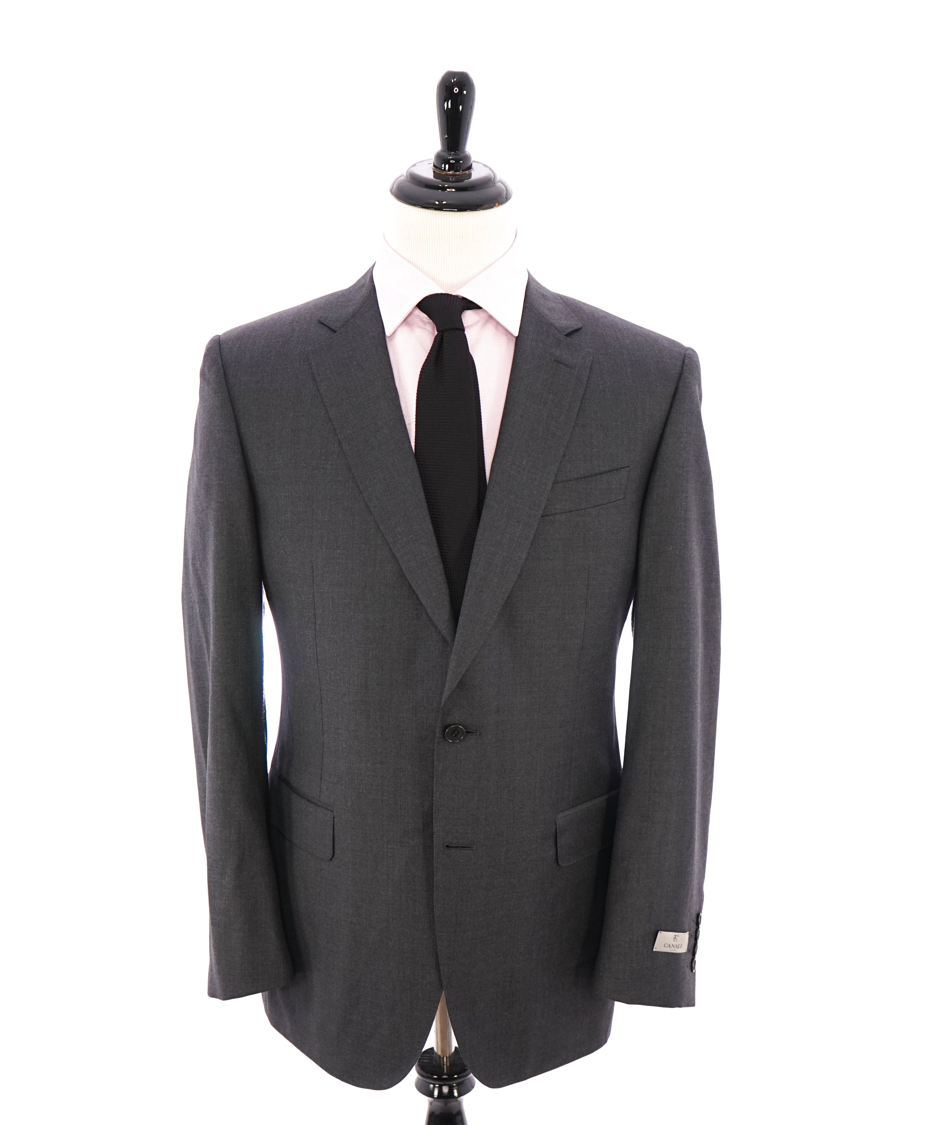 CANALI - Gray Charcoal Notch Lapel Iconic Suit - 44R