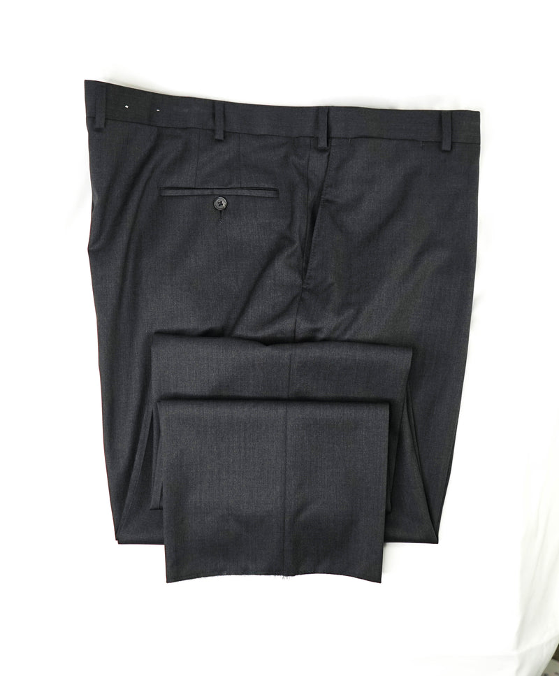 SAMUELSOHN - "Super 120's" Solid Charcoal Gray Solid Flat Front Pants - 48W