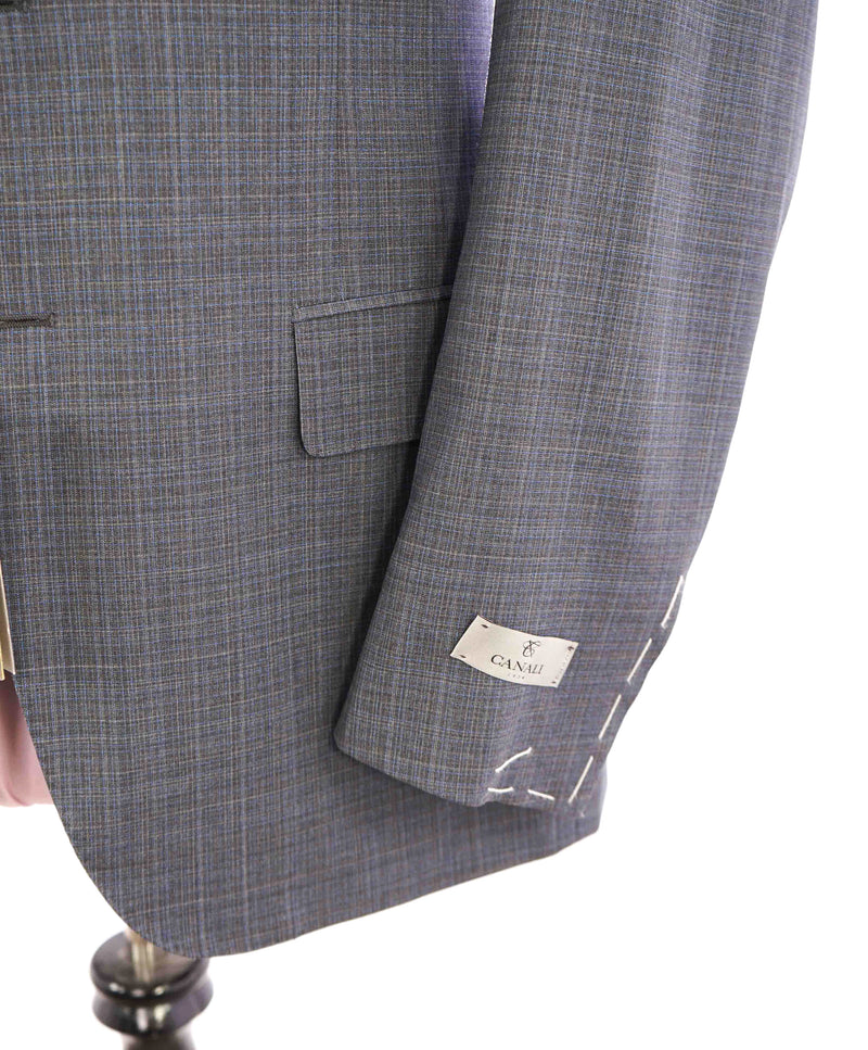 $2,000 CANALI - Blue & Gray ABSTRACT CHECK  *IMPECCABILE* Suit - 40R 35W