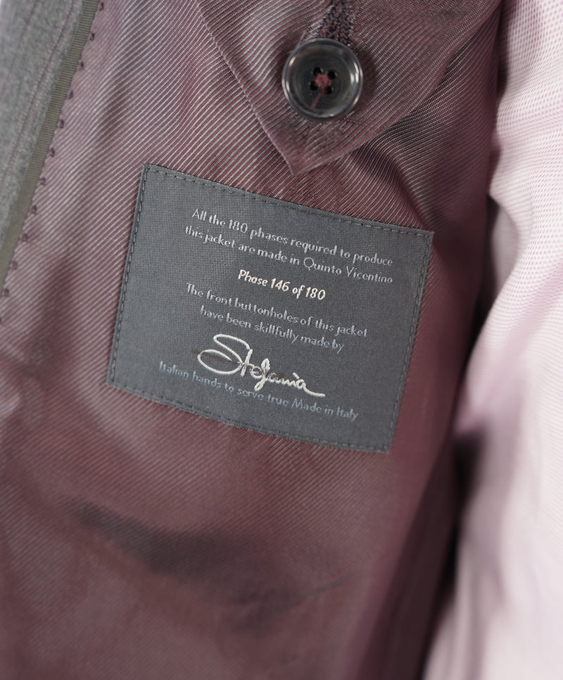 PAL ZILERI - Semi-Lined Soft Shoulder Purple Stripe Modern Suit- 40R