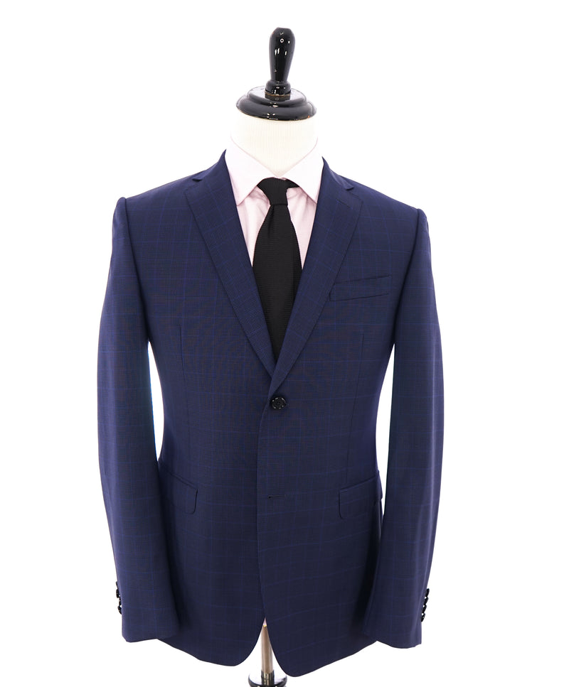 Z ZEGNA - Cobalt Blue Textured Plaid Check Fabric Drop 7 Wool Suit - 40R